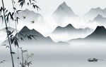 竹子高端新山水画 文件分层画