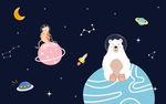 卡通动物宇宙太空儿童背景墙