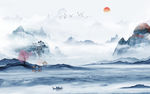 现代新山水客厅画 tif分层