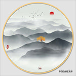 圆形水墨画