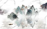新中式爵士白大理石电视背景墙