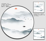 意境山水圆形装饰画