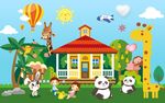 卡通插画动物乐园背景图片