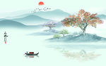 意境背景墙山水画 tif分层