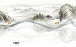 国画客厅简约山水 tif分层
