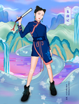 国潮风商业插画手绘国风女孩