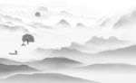 中式高端灰山水画 文件分层
