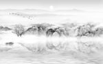 中国风意境画山水画 文件分层