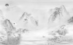 灰色人气画山水画 文件分层