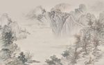 新中式水墨山水背景墙