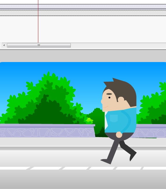 扁平人物在花坛边走过