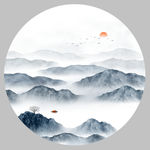 圆形山水画