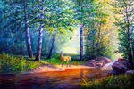 森林风景油画