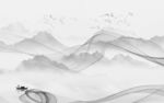 中国风背景山水墙画 文件分层