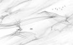 麋鹿背景山水墙画 文件分层