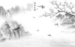 花鸟灰色背景山水 文件分层
