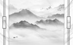 框画大气背景山水 文件分层
