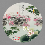 荷花九鱼图