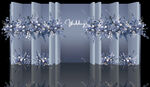 莫兰迪蓝色婚礼背景设计效果图
