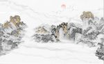 新中式大理石金色水墨山水背景墙