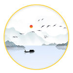 圆形装饰画  寂静山水