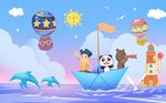 儿童梦幻海边轮船背景图片