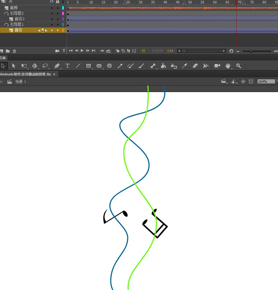 Animate制作音符飘动效果