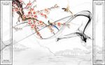抽象线条桃花花鸟石纹护墙板