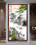 中式水墨山水玄关画