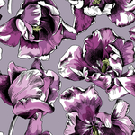 紫色花朵 数码印花