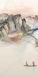 意境简约玄关山水分层画