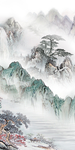 现代山水高清玄关分层画