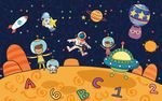 卡通太空星球背景墙图片