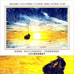 大海风景油画 日出