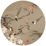 古典红梅花鸟装饰画
