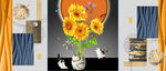 现代抽象几何向日葵花瓶装饰画