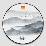 圆形水墨画