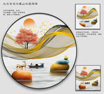 麋鹿山水画装饰画