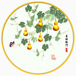 五福临门金色葫芦装饰画