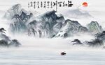 新中式山水背景墙图片