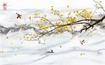 银杏花鸟石纹