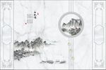 新中式山水情护墙板背景墙