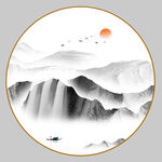 圆形山水画