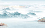 高清客厅画山水画 tif分层