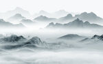 蓝色客厅大气山水 tif分层
