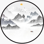 圆形山水画