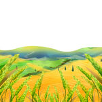 卡通装饰插画麦子田野元素