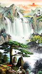 迎客松山水画