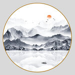 圆形山水画