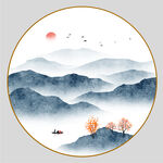 圆形山水画